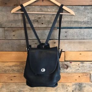 Black leather COACH mini backpack